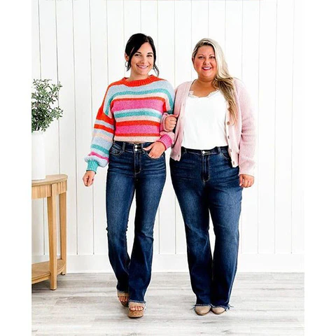 💖 High Rise Non Distressed Vintage Frayed Hem Bootcut Jeans - Image 2