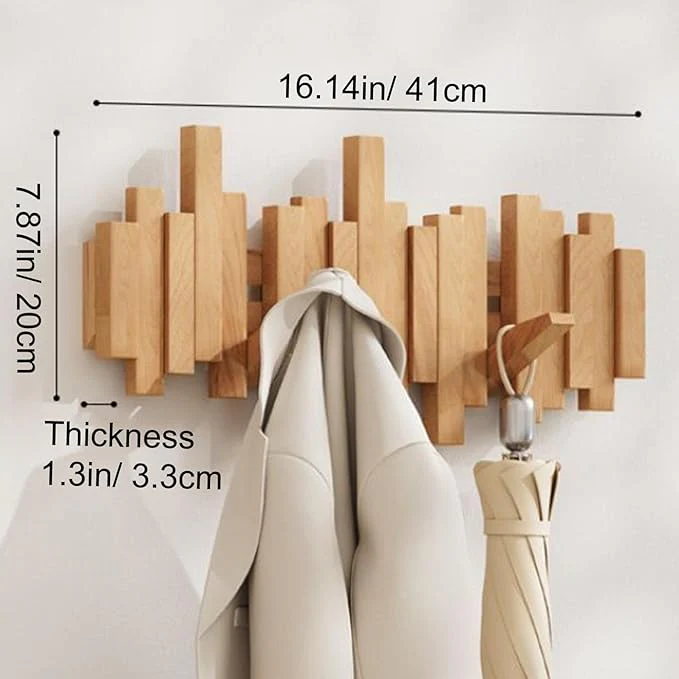 Wall-mounted wooden coat rack 🎹Piano key style design - Image 11