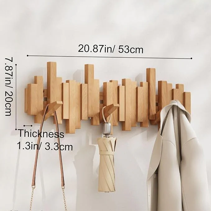 Wall-mounted wooden coat rack 🎹Piano key style design - Image 12
