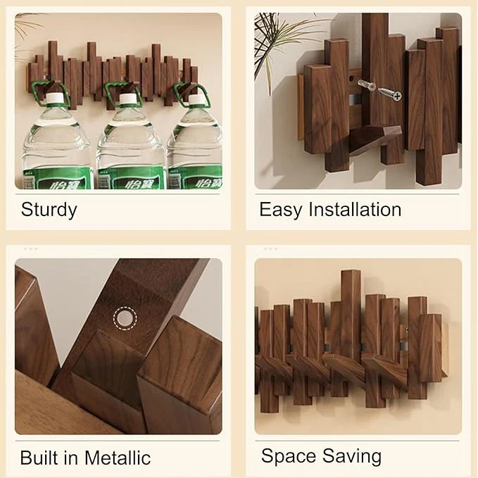 Wall-mounted wooden coat rack 🎹Piano key style design - Image 4