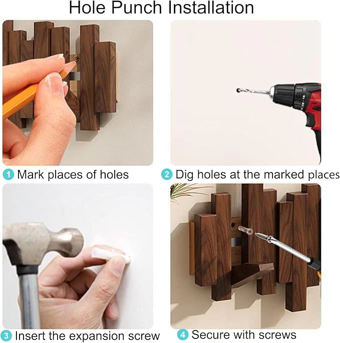 Wall-mounted wooden coat rack 🎹Piano key style design - Image 6