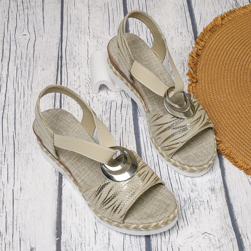 ✨Women's Fashion Open-toe Wedge Sandals with Elastic Strap - Image 10