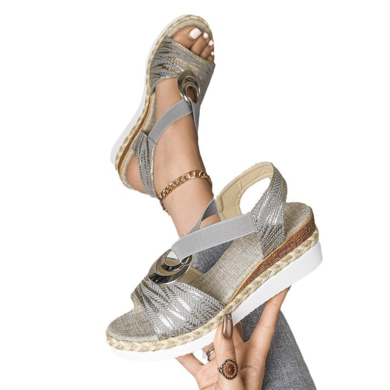 ✨Women's Fashion Open-toe Wedge Sandals with Elastic Strap - Image 12