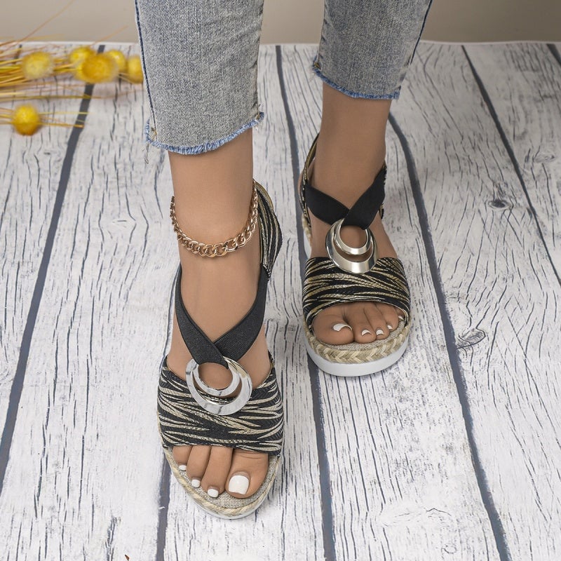 ✨Women's Fashion Open-toe Wedge Sandals with Elastic Strap - Image 3