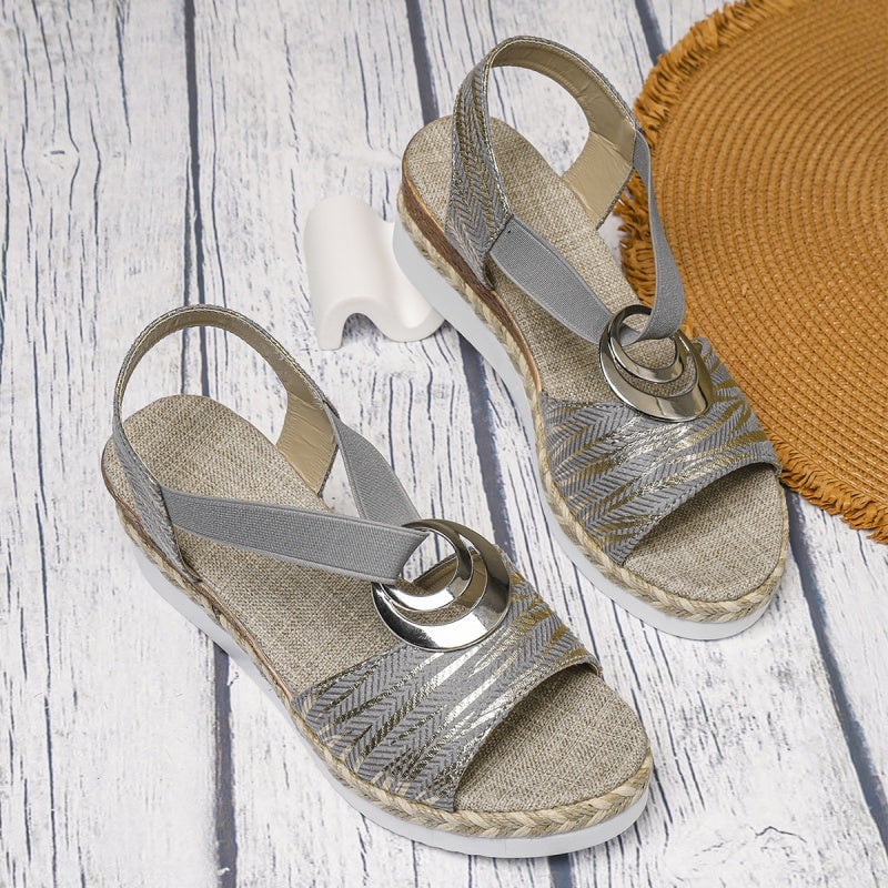 ✨Women's Fashion Open-toe Wedge Sandals with Elastic Strap - Image 9