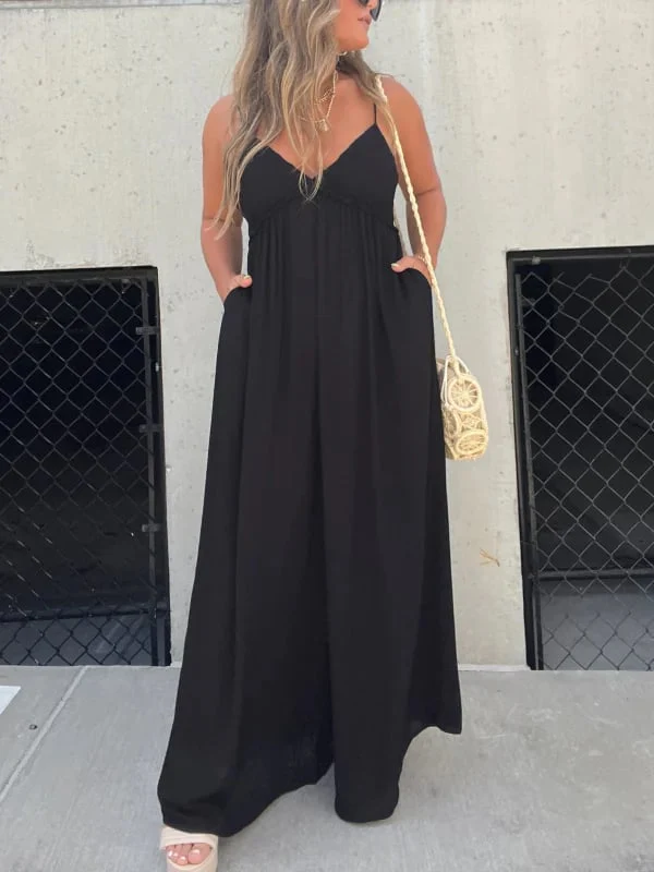 🔥V-Neck Effortless Wide Leg Jumpsuit - Image 2