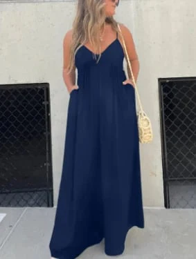 🔥V-Neck Effortless Wide Leg Jumpsuit - Image 7