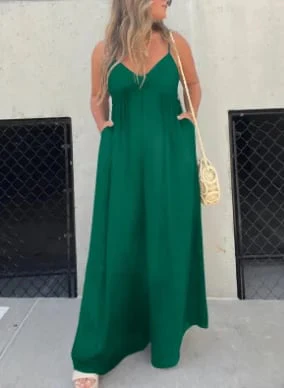 🔥V-Neck Effortless Wide Leg Jumpsuit - Image 8