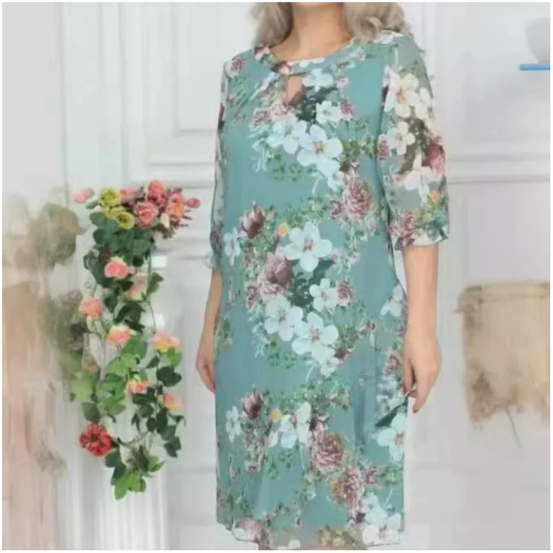 💝Women's Floral Print Knee-Length Dress - Image 4