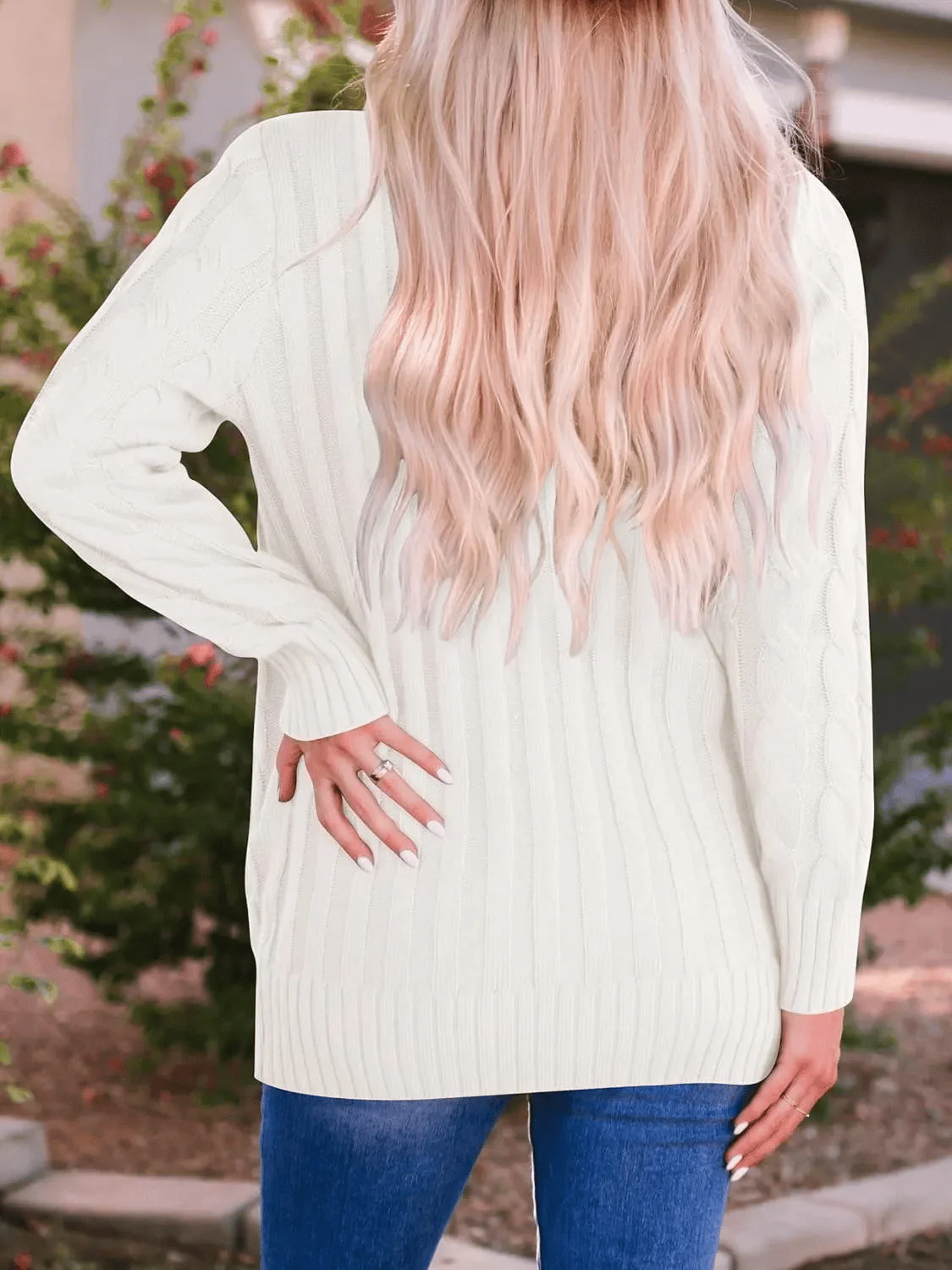 Women's Fall Casual Long Sleeve Button Down Open Front Cable Knit Cardigan - Buy two and get free shipping! - Image 16