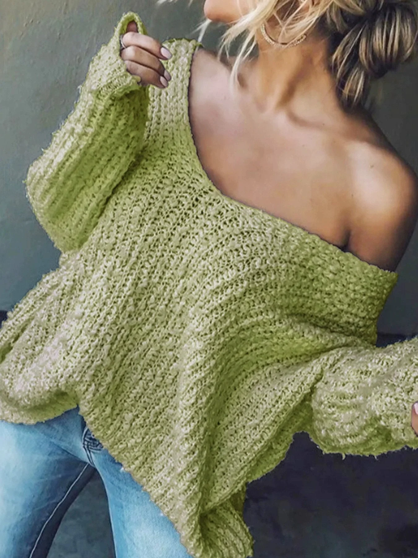 Women's Off-the-Shoulder Sweater Loose Lightweight Pullover Top - Image 14