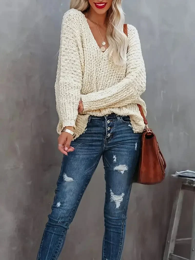Women's Off-the-Shoulder Sweater Loose Lightweight Pullover Top - Image 5