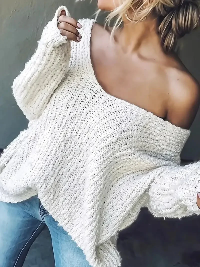 Women's Off-the-Shoulder Sweater Loose Lightweight Pullover Top - Image 6