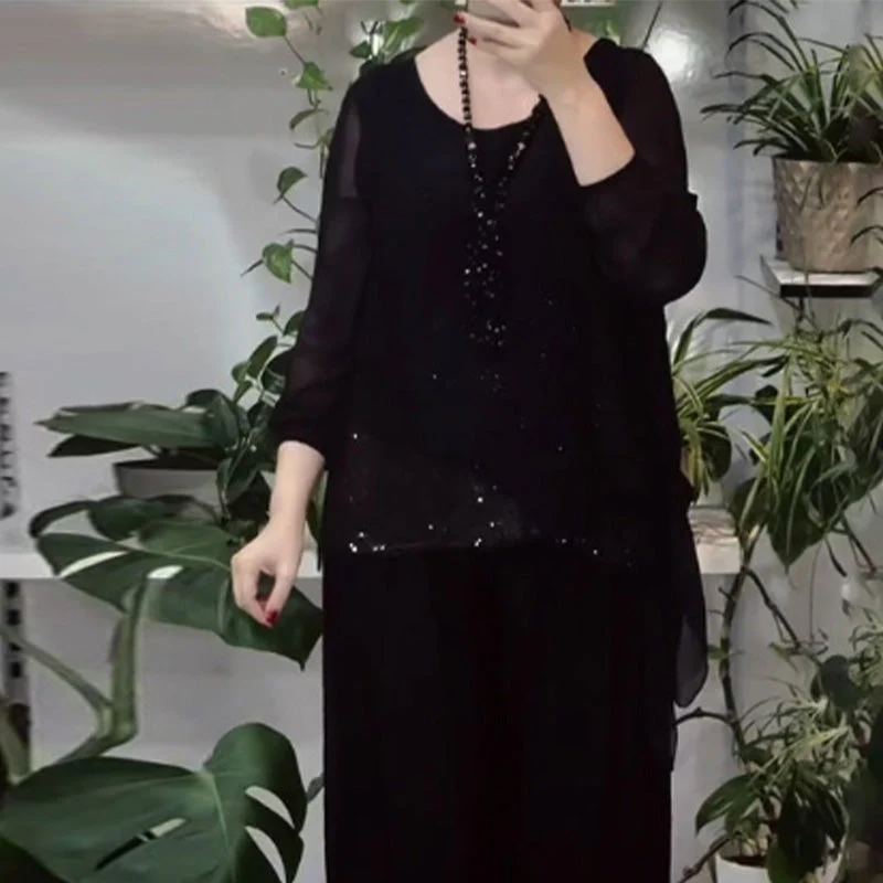 Women's 2-piece sequin blouse and wide-leg pants set - Image 10
