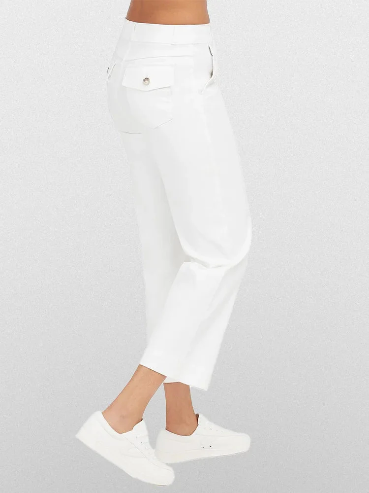 Women Stretch Tummy Control Twill Cropped Wide Leg Pant (BUY 2 FREE SHIPPING) - Image 14