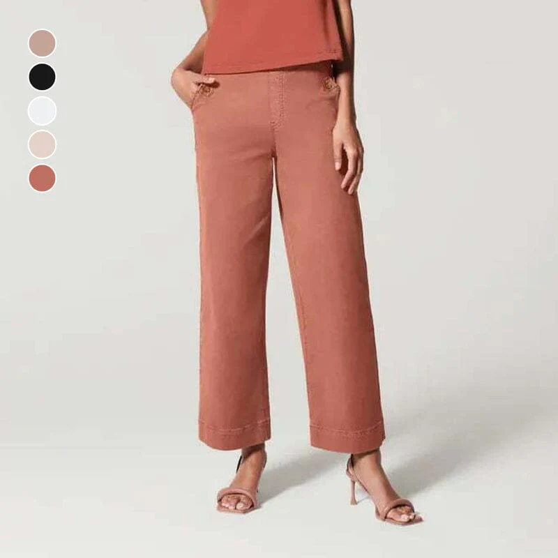 Women Stretch Tummy Control Twill Cropped Wide Leg Pant (BUY 2 FREE SHIPPING) - Image 18