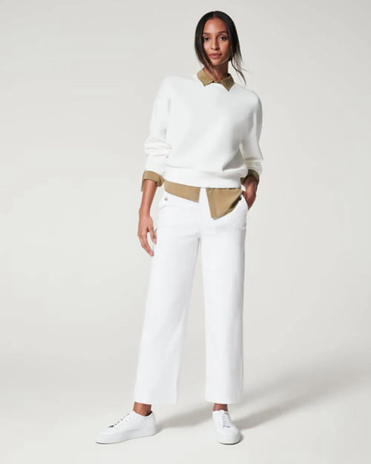 Women Stretch Tummy Control Twill Cropped Wide Leg Pant (BUY 2 FREE SHIPPING) - Image 21