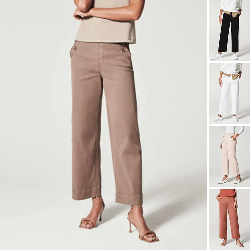 Women Stretch Tummy Control Twill Cropped Wide Leg Pant (BUY 2 FREE SHIPPING) - Image 26