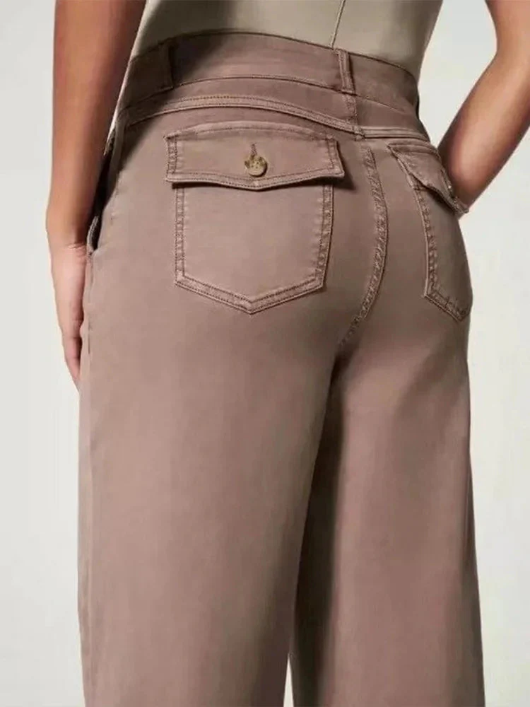 Women Stretch Tummy Control Twill Cropped Wide Leg Pant (BUY 2 FREE SHIPPING) - Image 28