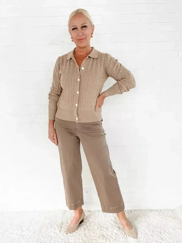 Women Stretch Tummy Control Twill Cropped Wide Leg Pant (BUY 2 FREE SHIPPING) - Image 29