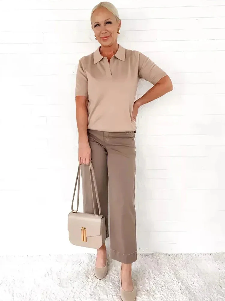 Women Stretch Tummy Control Twill Cropped Wide Leg Pant (BUY 2 FREE SHIPPING) - Image 30