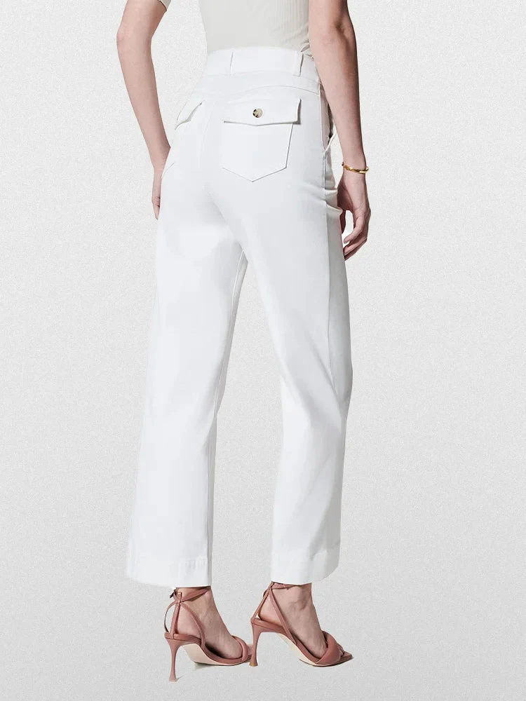 Women Stretch Tummy Control Twill Cropped Wide Leg Pant (BUY 2 FREE SHIPPING) - Image 7