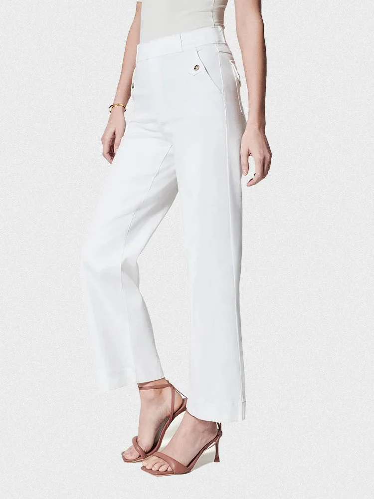 Women Stretch Tummy Control Twill Cropped Wide Leg Pant (BUY 2 FREE SHIPPING) - Image 8