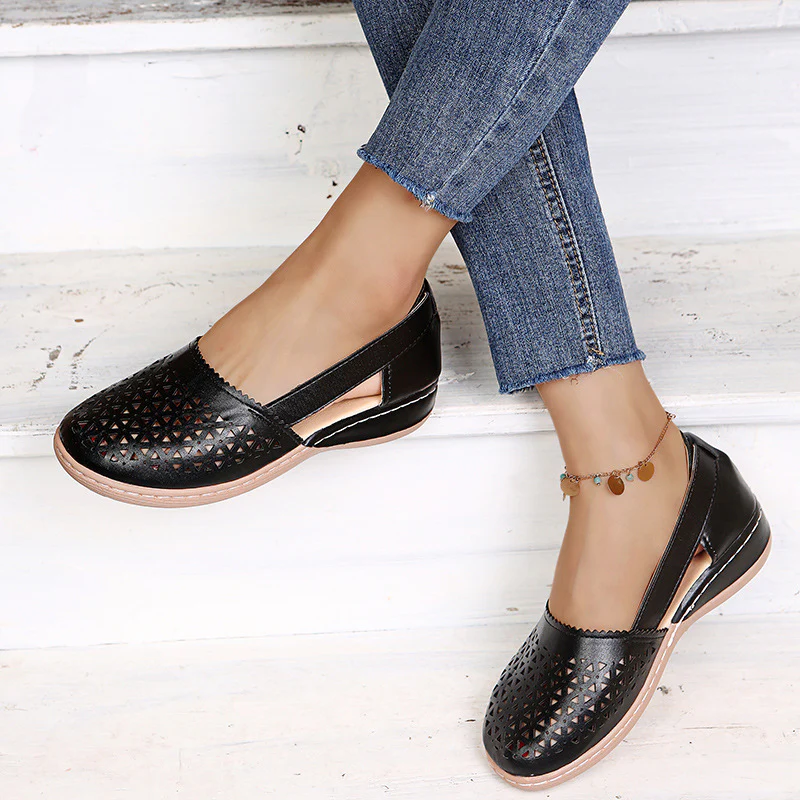 Women🧡Wedges Orthopedic Hollow Out PU Summer Vintage Sandals - Image 9