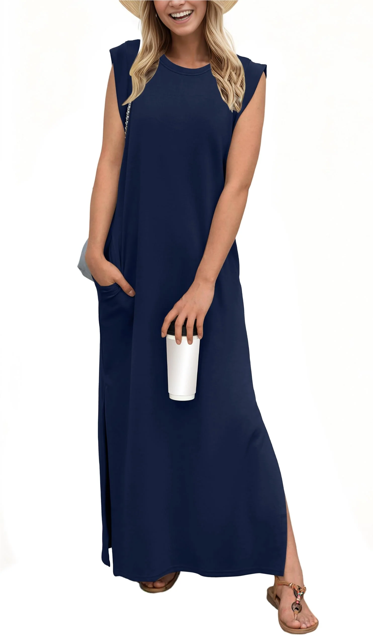 Women's Casual Loose Split Wrinkle Free Maxi Dress - Image 3