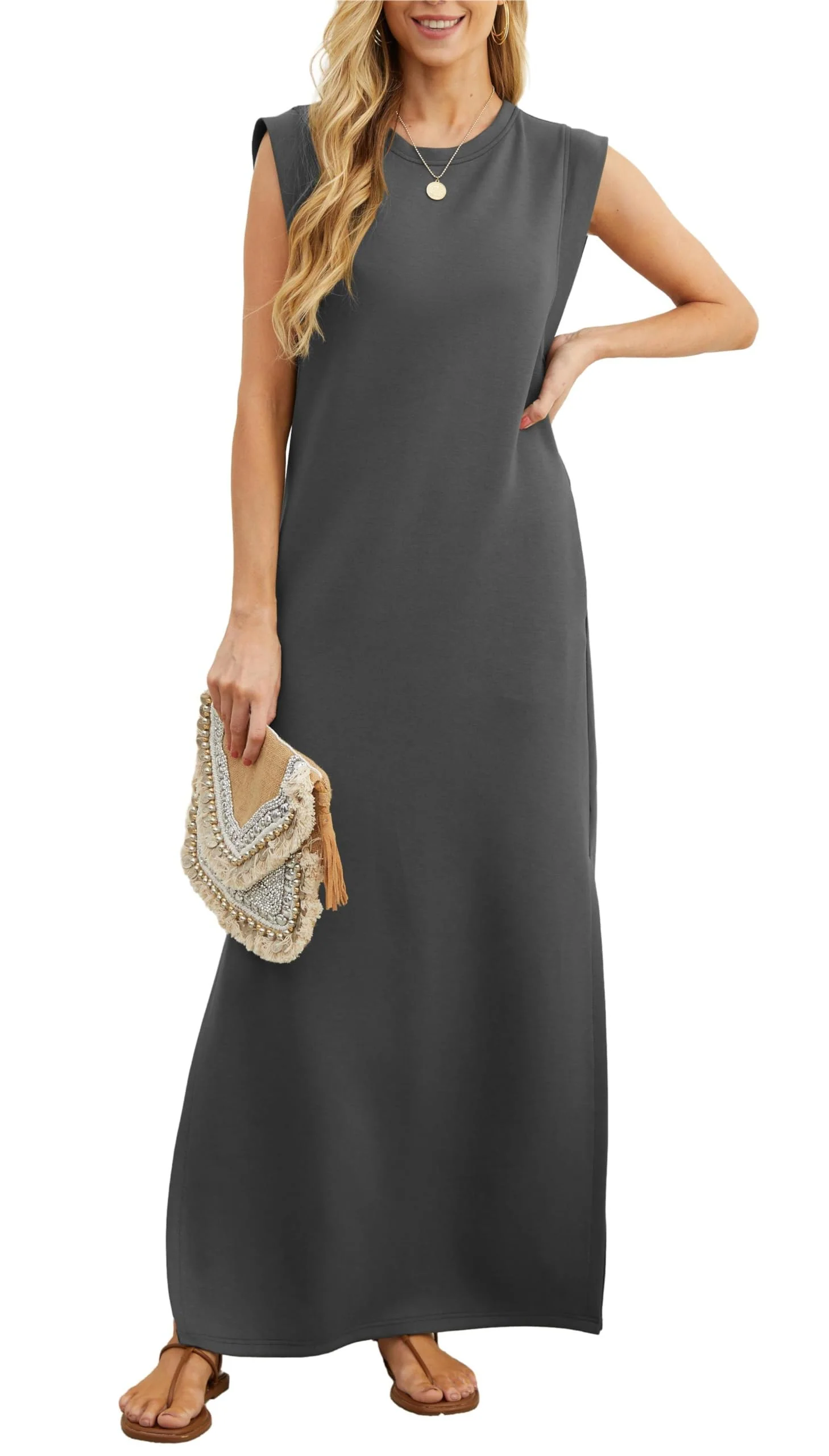 Women's Casual Loose Split Wrinkle Free Maxi Dress - Image 4