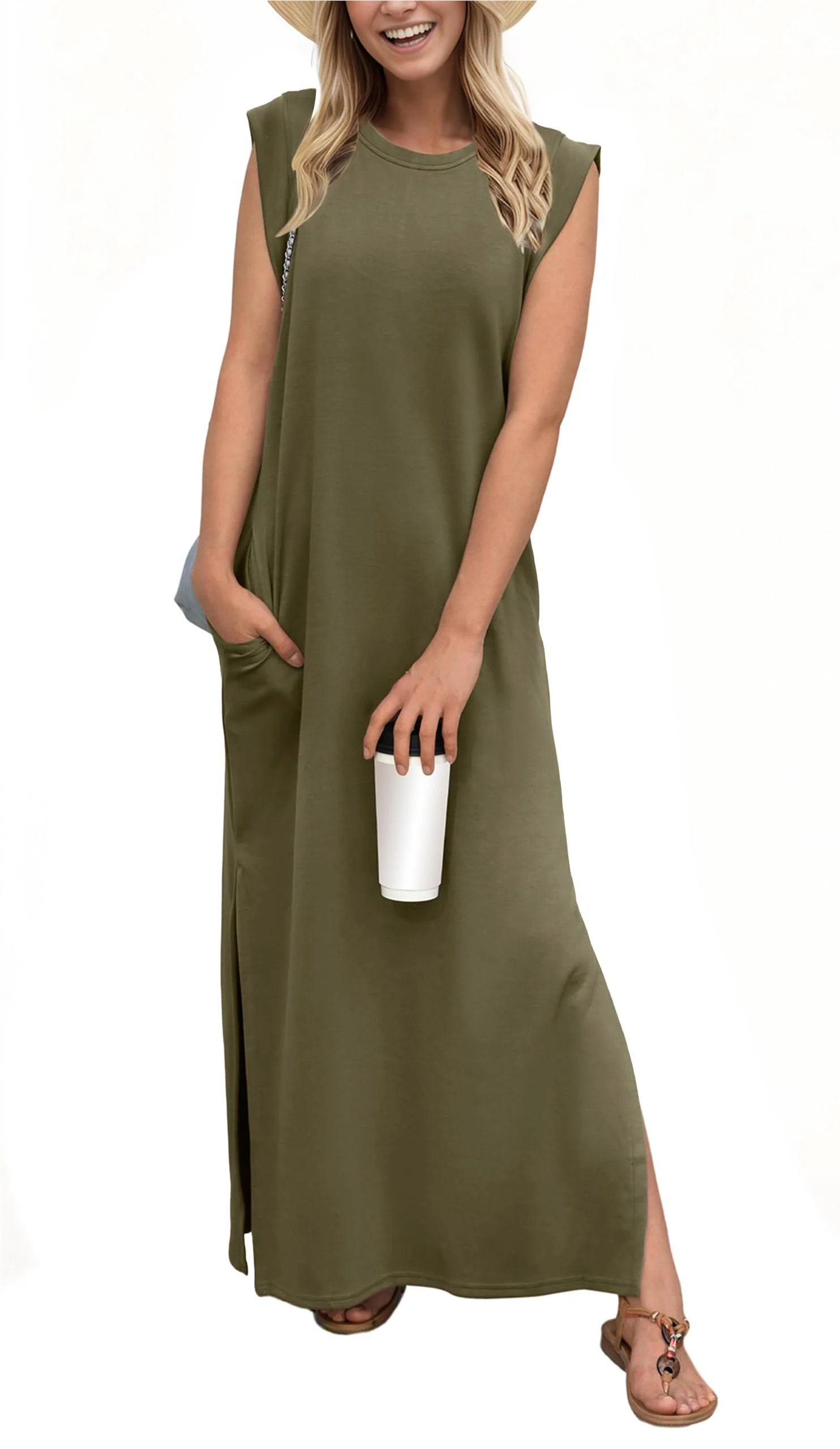 Women's Casual Loose Split Wrinkle Free Maxi Dress - Image 5