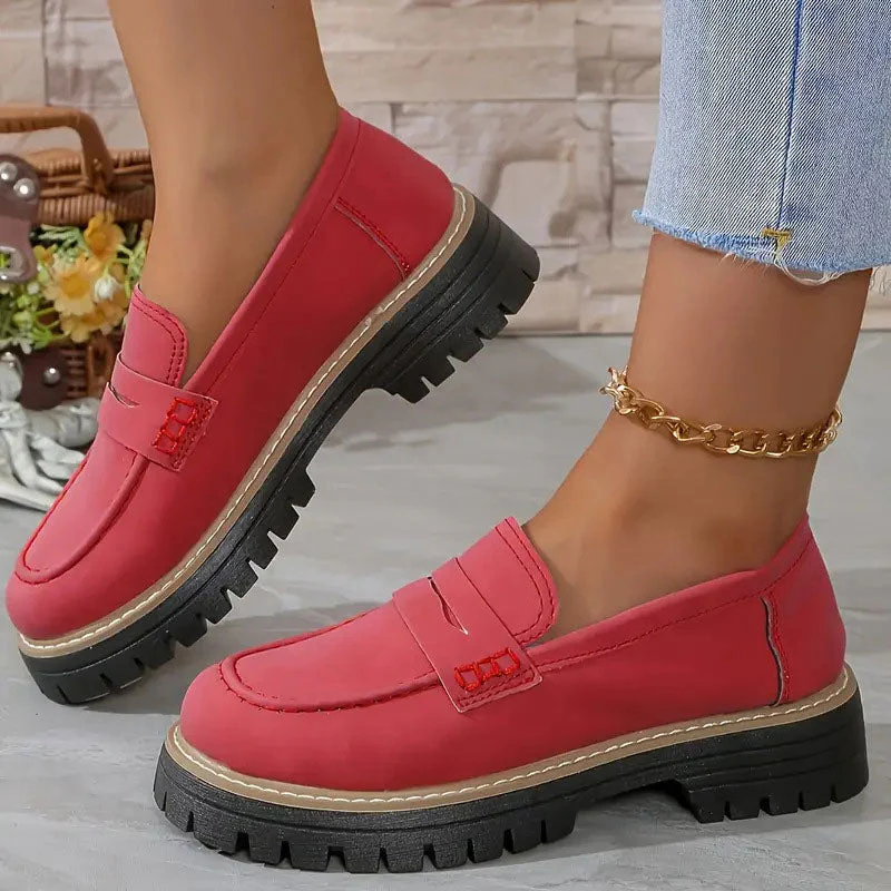 Women's Comfortable Chunky Slip On Platform Loafers - Image 11