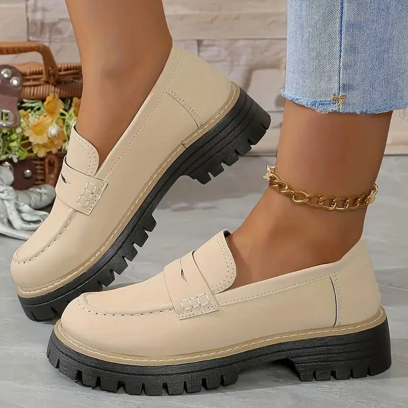 Women's Comfortable Chunky Slip On Platform Loafers - Image 12