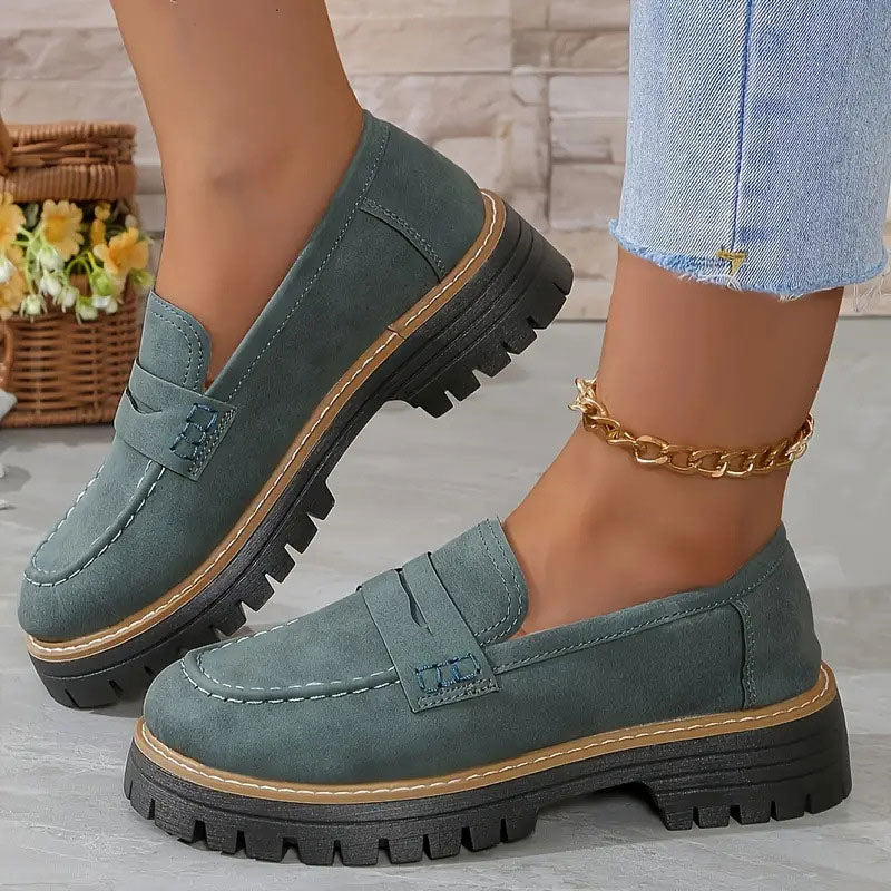 Women's Comfortable Chunky Slip On Platform Loafers - Image 13