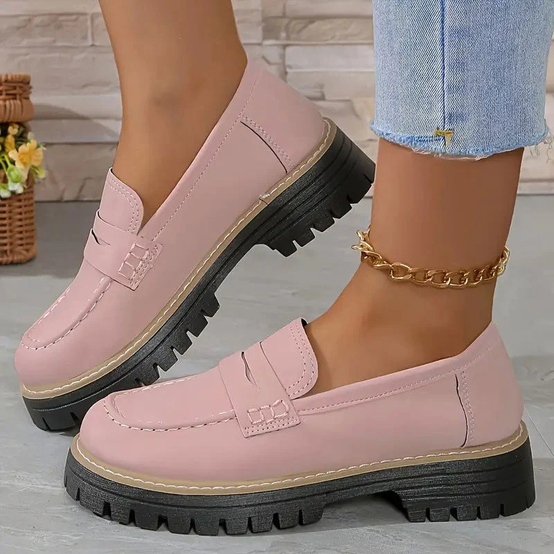 Women's Comfortable Chunky Slip On Platform Loafers - Image 9