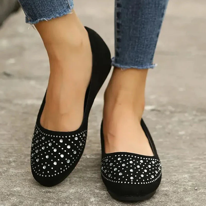 Comfortable slip-on flats for women with rhinestone decorations - Image 12