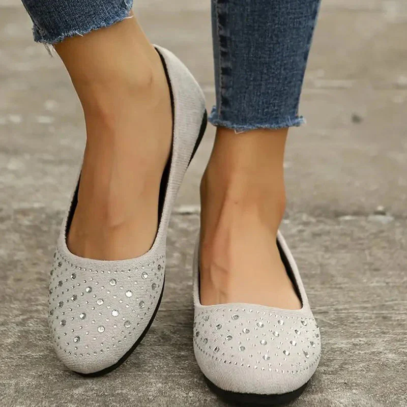 Comfortable slip-on flats for women with rhinestone decorations - Image 2