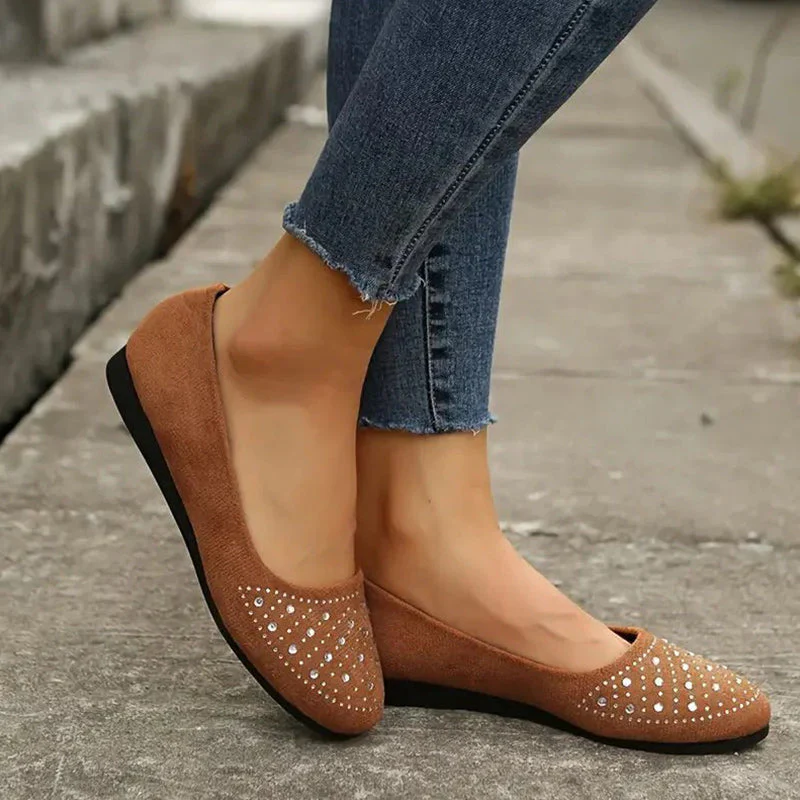 Comfortable slip-on flats for women with rhinestone decorations - Image 3