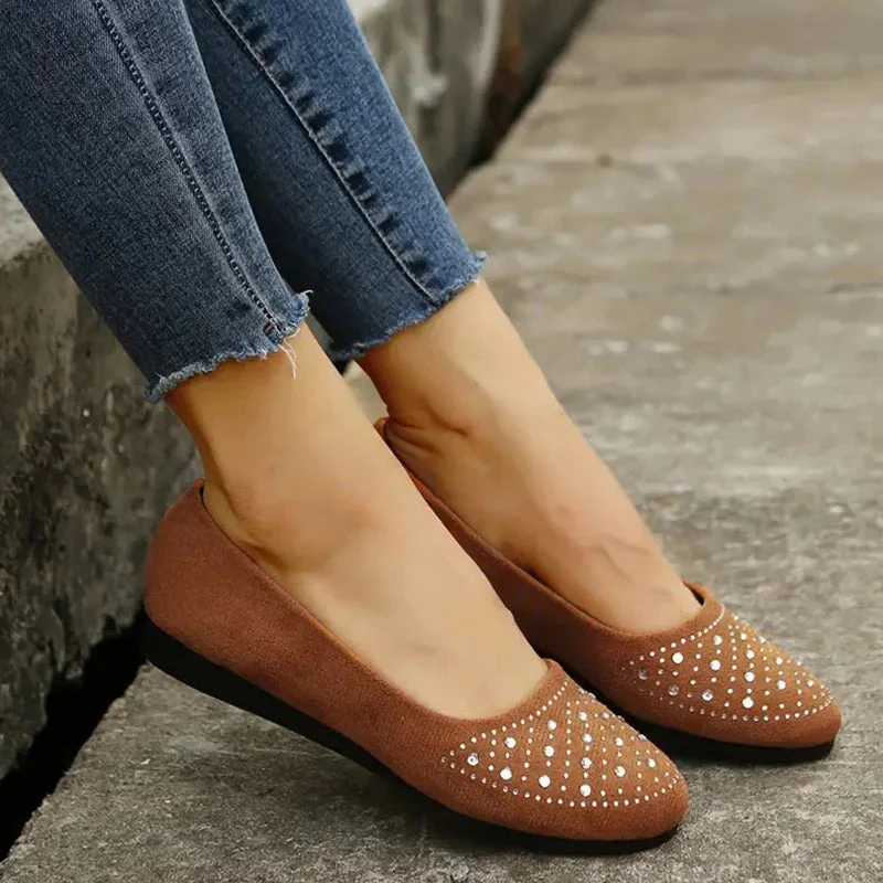 Comfortable slip-on flats for women with rhinestone decorations - Image 5