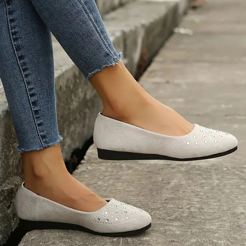 Comfortable slip-on flats for women with rhinestone decorations - Image 9