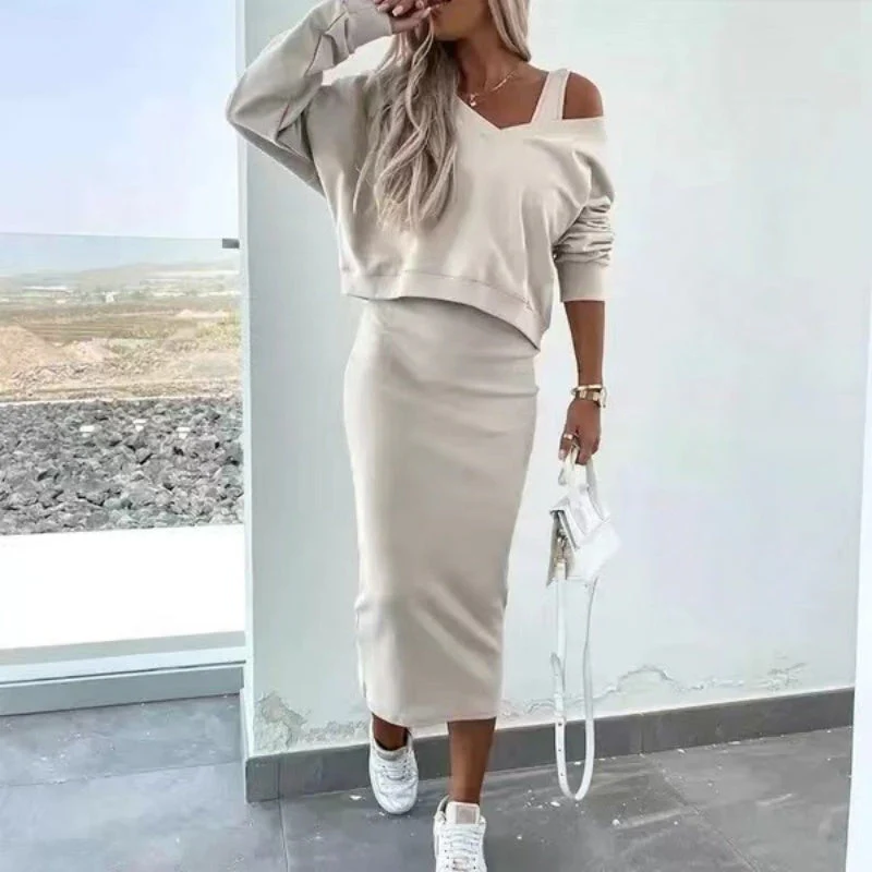 💥2025 New Arrive 💥Women's 2-Piece Set Sleeveless Dress & Loose V-Neck Pullover - Image 2