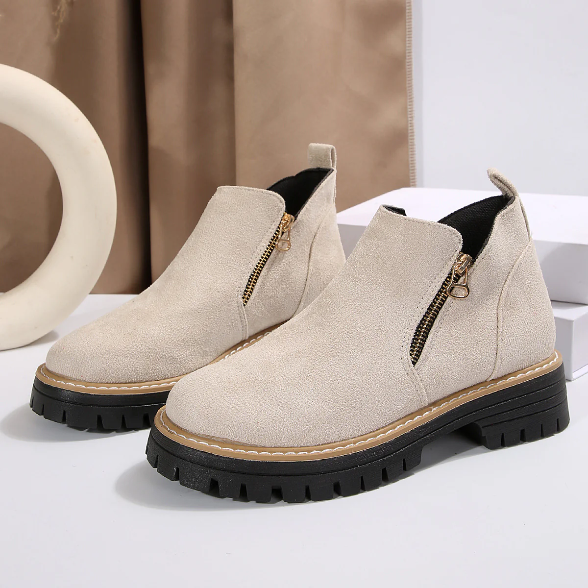 Women's Fashion Solid Color Ankle Boots - Image 6