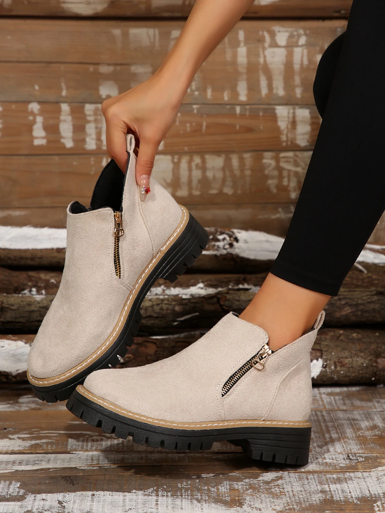 Women's Fashion Solid Color Ankle Boots - Image 8
