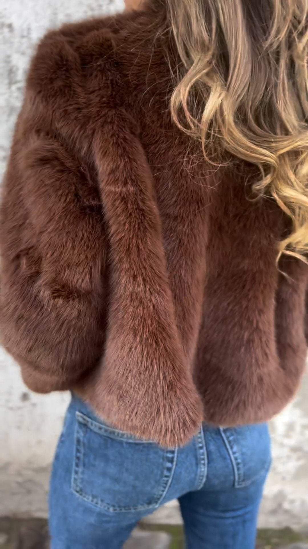 Women's High Collar Fur Zipper Casual Jacket - Image 5