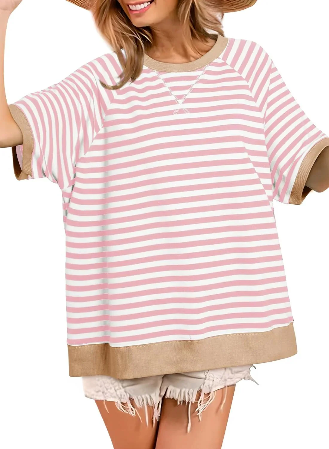 Women's Oversized Striped T Shirts - Image 2