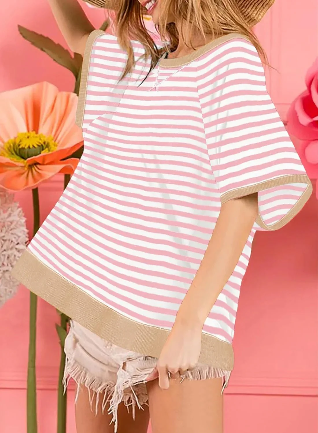 Women's Oversized Striped T Shirts - Image 4