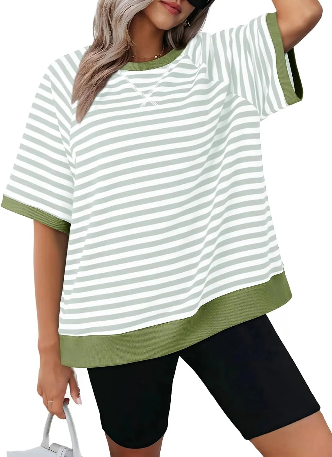 Women's Oversized Striped T Shirts - Image 5
