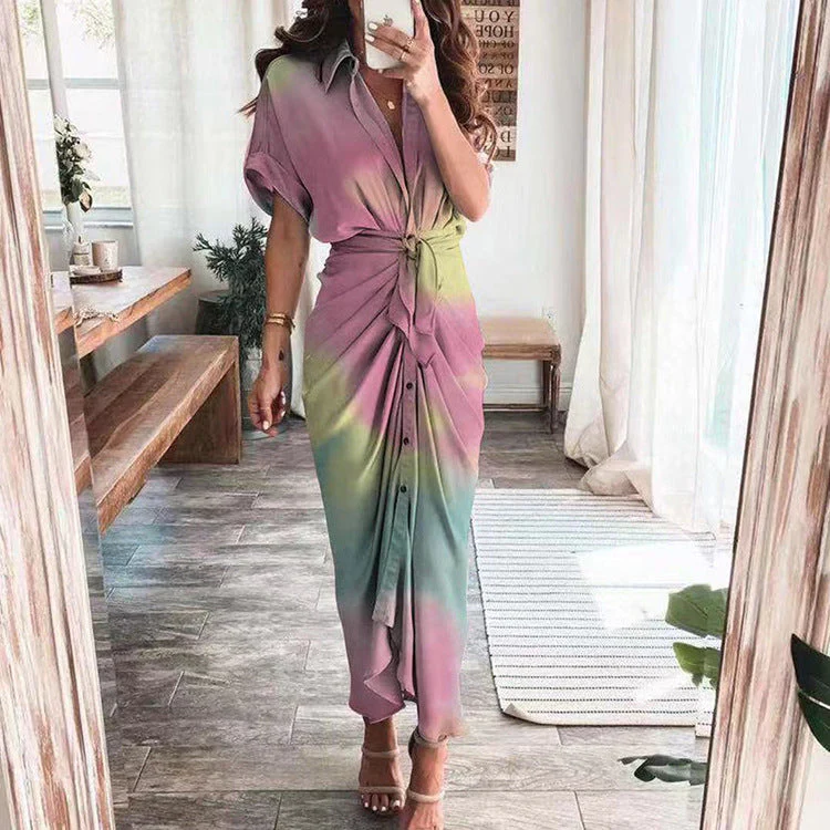 Women's Satin Button Shirt Dress - Image 12