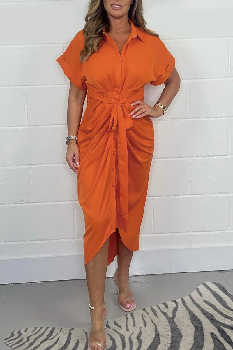 Women's Satin Button Shirt Dress - Image 4