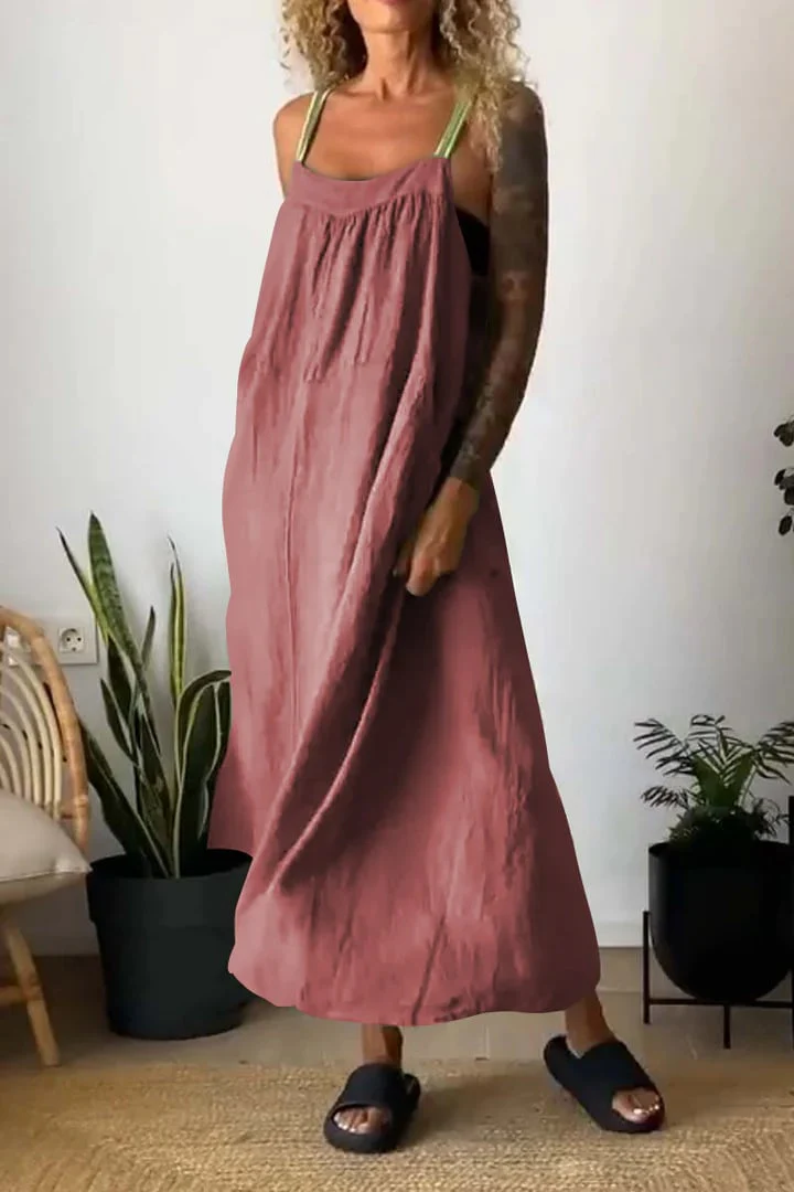 🔥Hot sale in summer💕Women's simple cotton and linen suspender dress - buy two for free shipping - Image 12